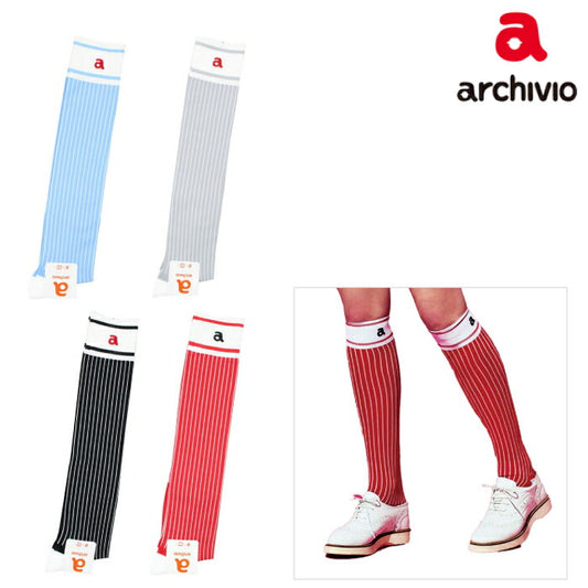 archivio アルチビオ ゴルフウェア レディース ハイソックス ストライプ柄 A100252