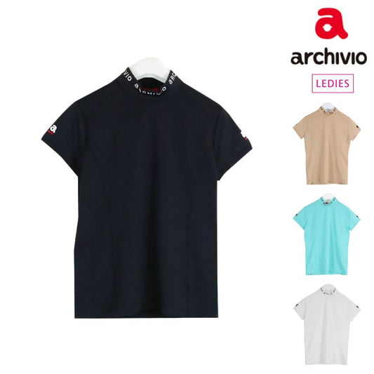 archivio アルチビオ ゴルフウェア 半袖シャツ レディース ハイネックロゴUV速乾プルオーバー UVケア 吸水速乾 A359315