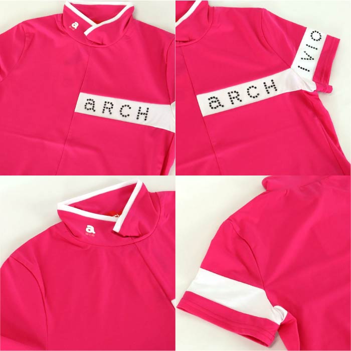 【30%OFF SALE】archivio アルチビオ ゴルフウェア 半袖シャツ レディース ラインストーンロゴUV速乾半袖プルオーバー A359429