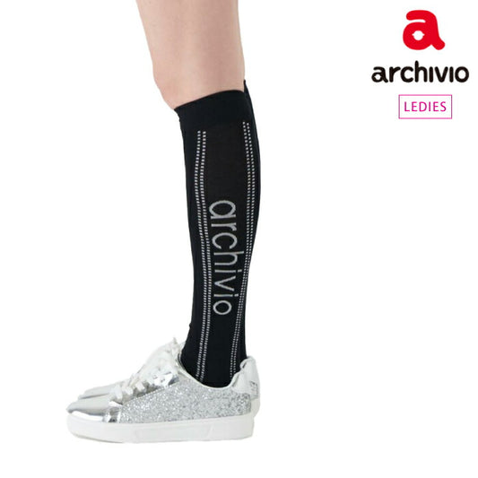 archivio アルチビオ レディース ドットラインロングソックス a410808【メール便可】
