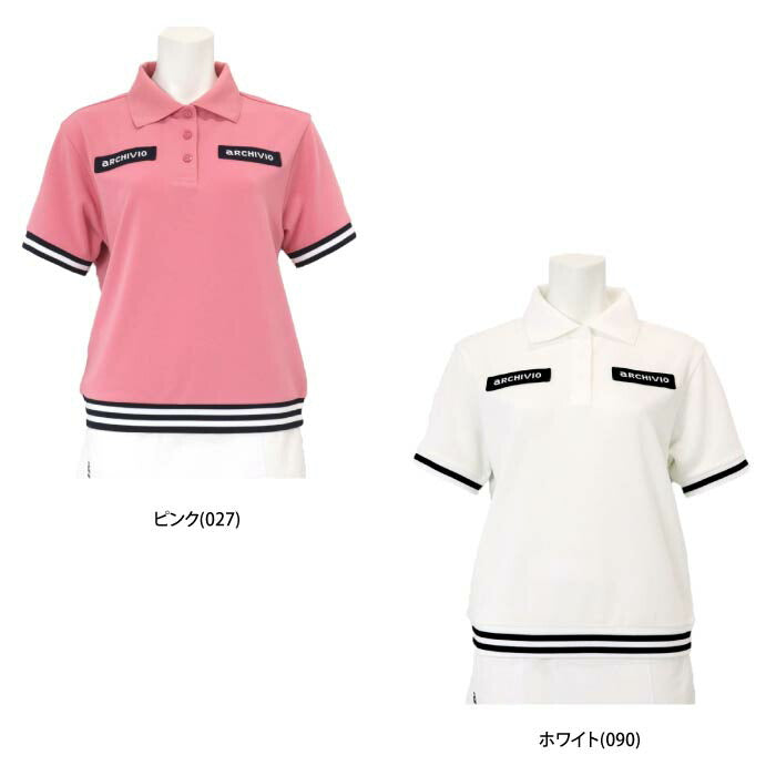 archivio アルチビオ ゴルフウェア レディース ライン切替UV冷感ポロシャツ 接触冷感 UVケア a459315