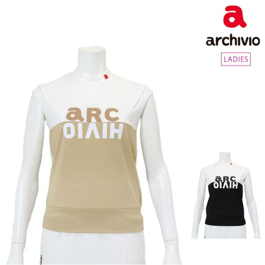 archivio アルチビオ ゴルフウェア レディース 配色ロゴUV速乾ノースリプルオーバー PLUSRICH DRY & UV A459502