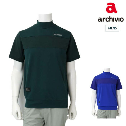 archivio アルチビオ ゴルフウェア メンズ 半袖シャツ 異素材切替ハイネックプルオーバー 接触冷感 A469404