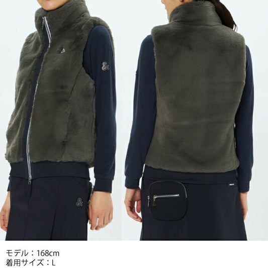 and per se アンパスィ ゴルフウェア レディース ファー素材ベスト フィット感 保温性 冷風軽減 AFF1095G6