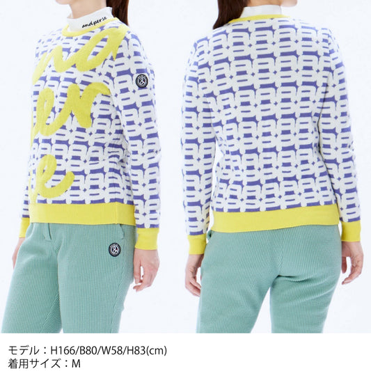 and per se アンパスィ レディース ウールmixジャカードニットクルーネックセーター AFF2333C8