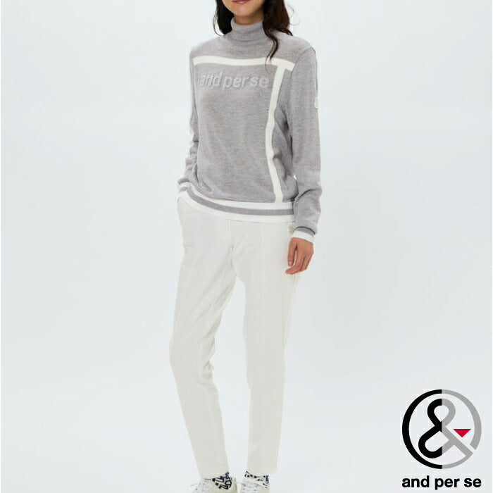 and per se アンパスィ ゴルフウェア レディース タートルネックセーター ウール混 保温 洗濯可 ハイゲージ ニット 定番品 AFF2375B8