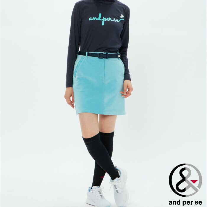 and per se アンパスィ ゴルフウェア レディース ウインドシャッターコーデュロイスカート ストレッチ 防風 光吸収発熱 AFF4025E5