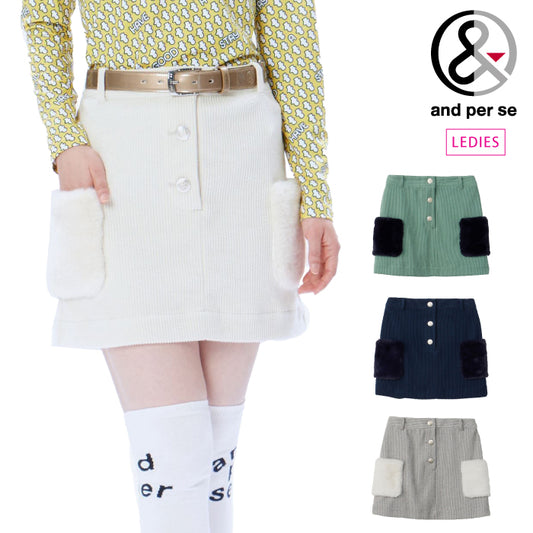 and per se アンパスィ レディース ニットコーディロイスカート マルチストレッチ AFF4033E6