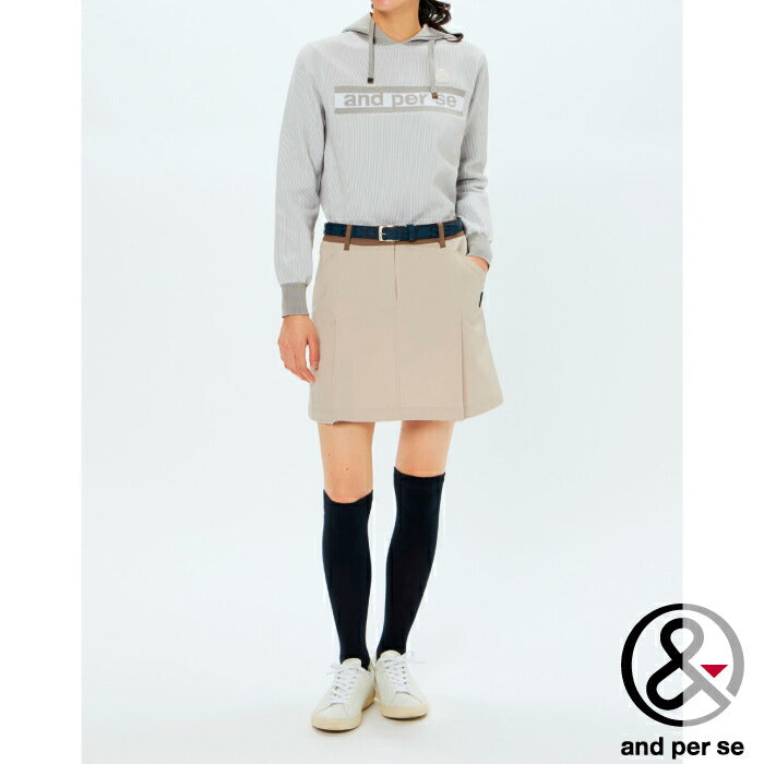 and per se アンパスィ ゴルフウェア レディース クリーンジャージ切替デザインスカート マルチストレッチ はっ水 UV 抗菌防臭 AFF4085J4