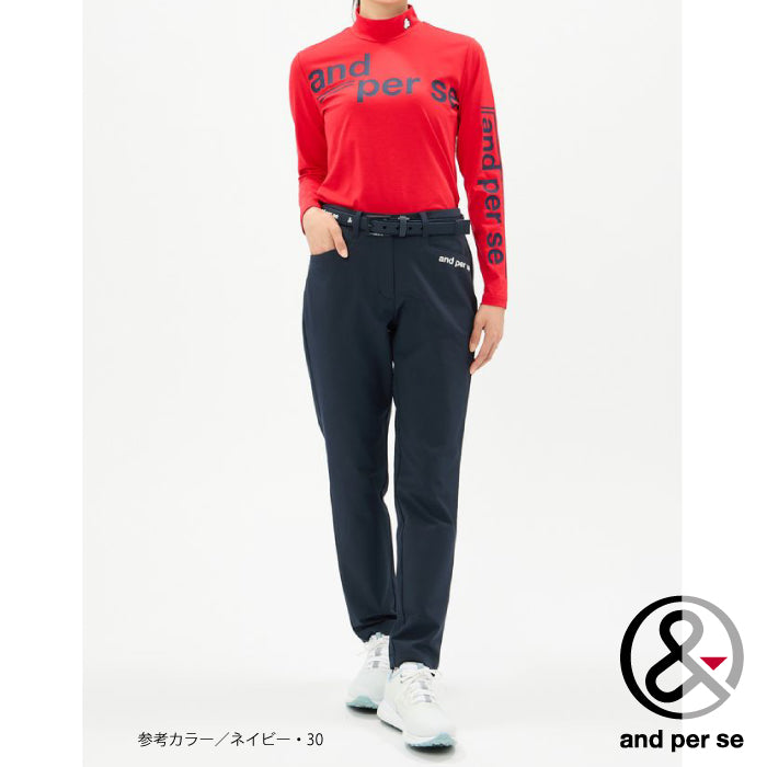 and per se アンパスィ ゴルフウェア レディース ショットスムーザーツイルパンツ テーパードシルエット マルチストレッチ はっ水 吸汗速乾 UVプロテクト 抗菌防臭 aff5006e3