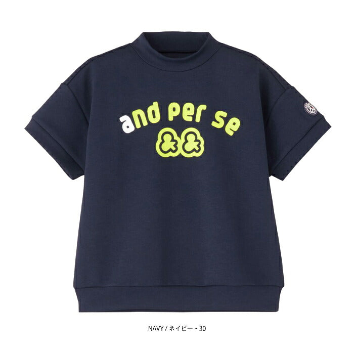 and per se アンパスィ ゴルフウェア レディース ショットスムーザースウェット半袖モックネック プルオーバー 半袖シャツ トレーナー ストレッチ UVプロテクト 抗菌防臭 べたつき軽減 aff6506j1
