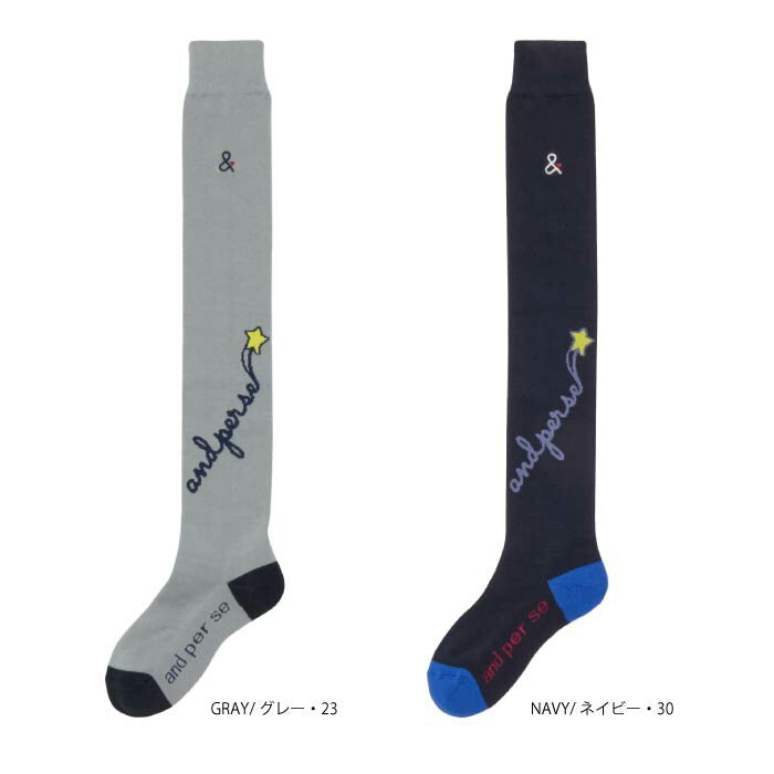 and per se アンパスィ ゴルフウェア レディース 靴下 ニーハイソックス 日本製 AFF8145