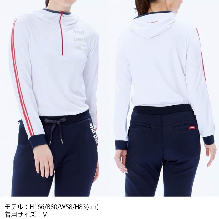 and per se アンパスィ レディース 長袖ハーフジップフーディーシャツ ストレッチ AFF9223P1