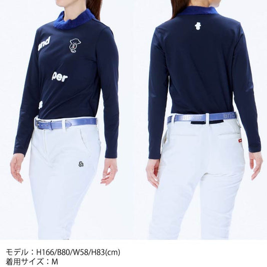 and per se アンパスィ レディース へアリーハイネック長袖シャツ ストレッチ AFF9233N1