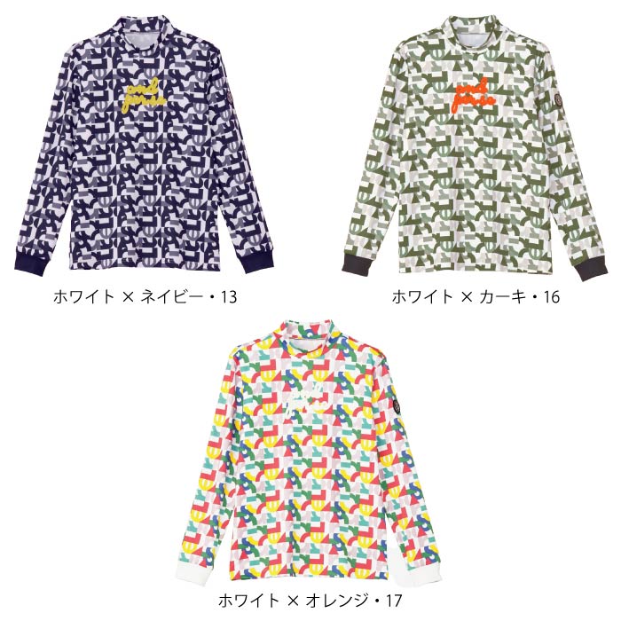 and per se アンパスィ レディース ゴルフウェア プリンテッドジャージー 長袖モックネックシャツ 吸汗速乾 保温機能 UVガード AFF9244X3