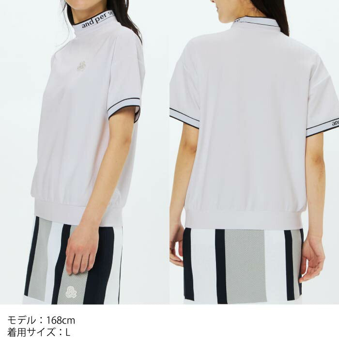 and per se アンパスィ ゴルフウェア レディース 4WAYリップル半袖ルーズネックシャツ マルチストレッチ 吸汗速乾 UVケア aff9695w6