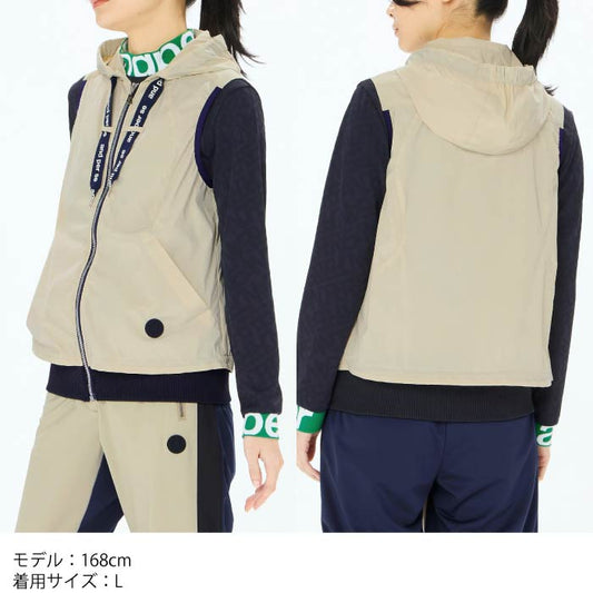 and per se アンパスィ ゴルフウェア レディース ストレッチタフタフーディーベスト 撥水 軽量 UV機能 afs1005g5