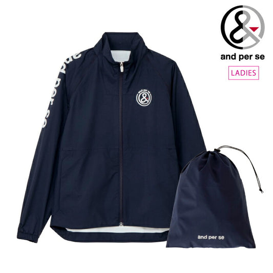 and per se アンパスィ ゴルフウェア レディース 2WAYフレックスライトレインブルゾン マルチストレッチ はっ水 UV 防水 高度透湿 セットアップ対応 afs1806r1