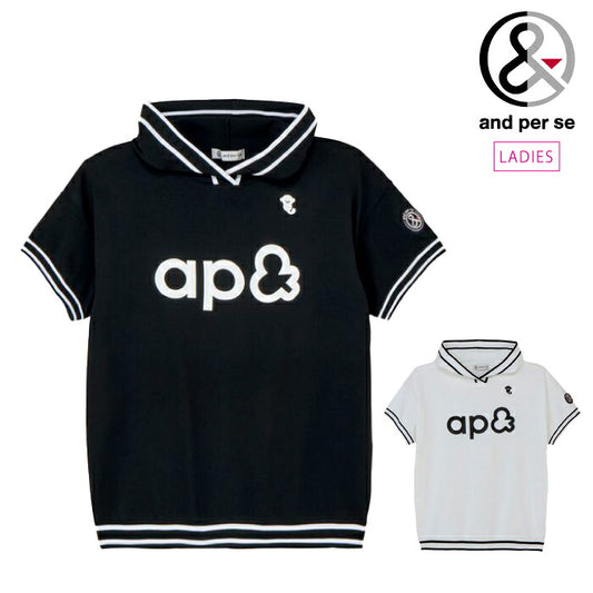 and per se アンパスィ ゴルフウェア レディース アクティブニット半袖プルオーバー かぶり 抗ピル マルチストレッチ 軽量 洗濯機OK 抗菌防臭 AFS2706A1