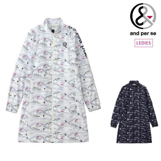 and per se アンパスィ ゴルフウェア レディース マルチウェザーワンピース 軽量・ストレッチ性・はっ水性・透湿性・通気性 レインウェア afs3005h1