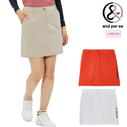 and per se アンパスィ ゴルフウェア レディース オールラウンダースカート フレア ボックスプリーツ ストレッチ はっ水 UV 制電ケア 抗菌防臭 シワが発生しにくい AFS4026E1