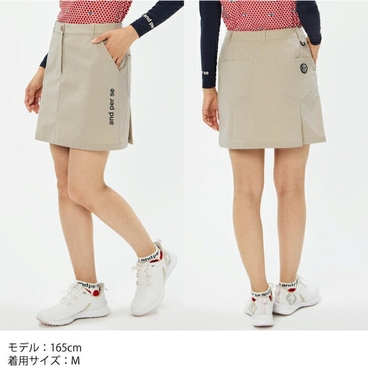 and per se アンパスィ ゴルフウェア レディース オールラウンダースカート フレア ボックスプリーツ ストレッチ はっ水 UV 制電ケア 抗菌防臭 シワが発生しにくい AFS4026E1