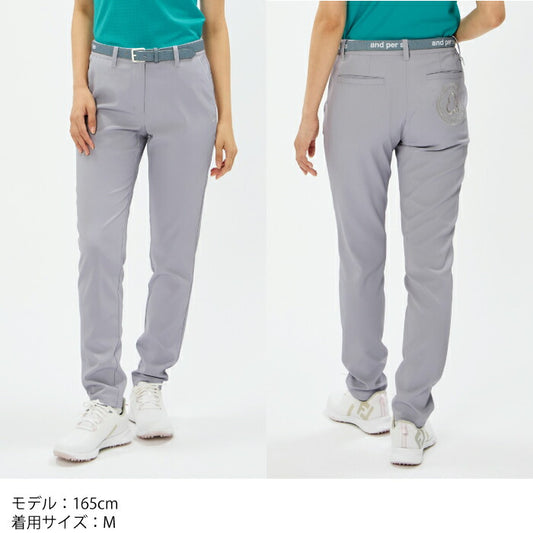 and per se アンパスィ ゴルフウェア レディース クールオックスフォード パンツ ロングパンツ ストレッチ はっ水 UV 接触冷感 抗菌防臭 遮熱 afs5046e8