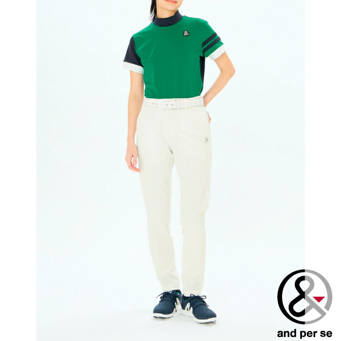 and per se アンパスィ ゴルフウェア レディースストレッチジャカードパンツ 非フッ素(C0)はっ水 afs5095e7