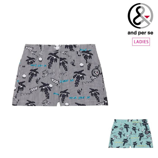 and per se アンパスィ ゴルフウェア レディース スイングドライ プリンテッドショートパンツ 吸汗速乾 UVケア afs5655f5