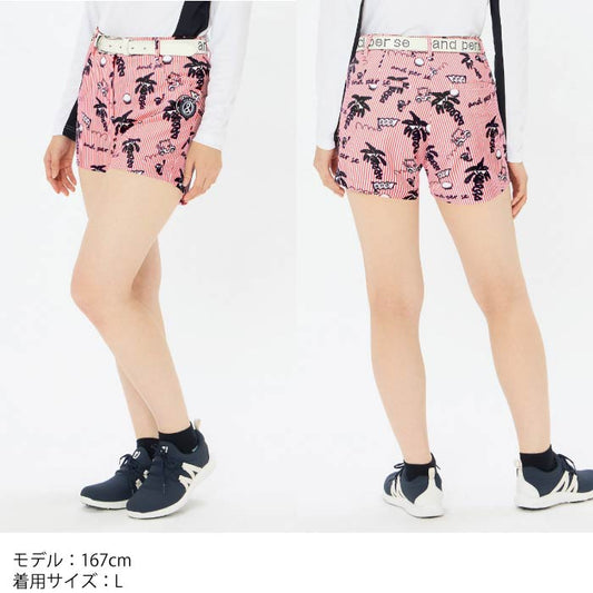 and per se アンパスィ ゴルフウェア レディース スイングドライ プリンテッドショートパンツ 吸汗速乾 UVケア afs5655f5
