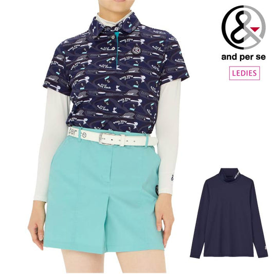 and per se アンパスィ ゴルフウェア レディース ハイネックインナーシャツ 遮熱&UVプロテクト マルチストレッチ 吸汗速乾 接触冷感 afs6805w5