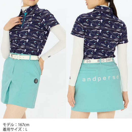 and per se アンパスィ ゴルフウェア レディース ハイネックインナーシャツ 遮熱&UVプロテクト マルチストレッチ 吸汗速乾 接触冷感 afs6805w5