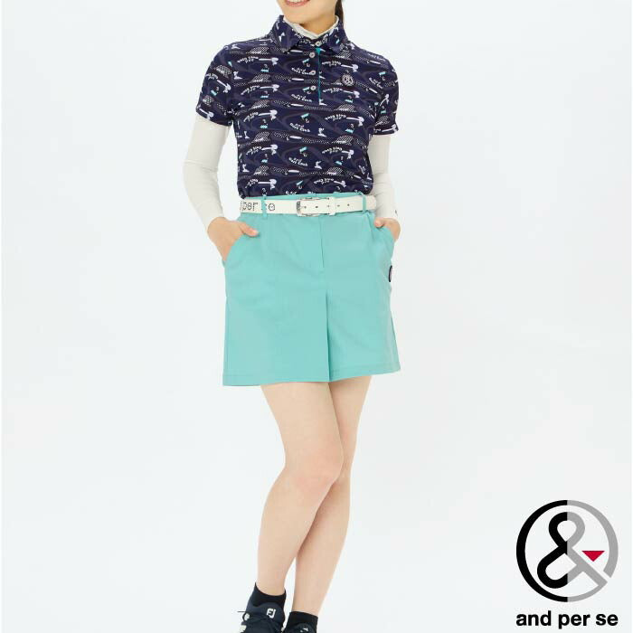 and per se アンパスィ ゴルフウェア レディース ハイネックインナーシャツ 遮熱&UVプロテクト マルチストレッチ 吸汗速乾 接触冷感 afs6805w5