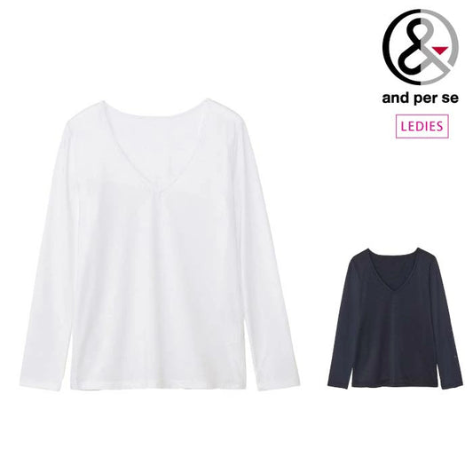 and per se アンパスィ レディース ゴルフウェア Vネックインナーシャツ マルチストレッチ 吸汗速乾 UVプロテクト 抗菌防臭 AFS6814W1