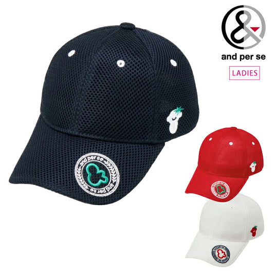 and per se アンパスィ ゴルフウェア レディース キャップ 帽子 メッシュキャップ 面ファスナー仕様アジャスター サイズ調整可能 AFS8436