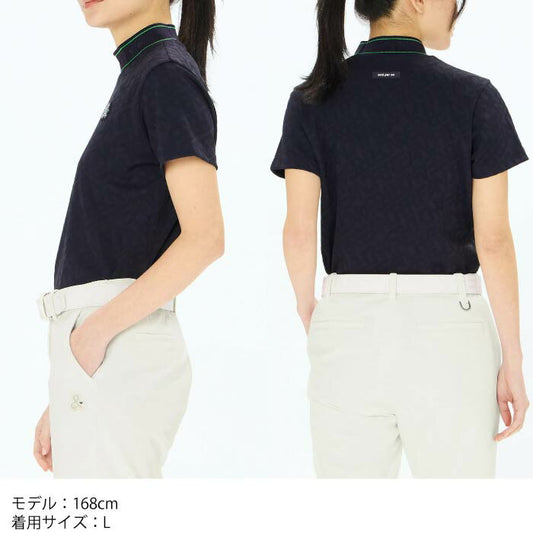 and per se アンパスィ ゴルフウェア レディース ジャカードスムース半袖モックネックシャツ 吸汗速乾 UVプロテクト afs9575w1