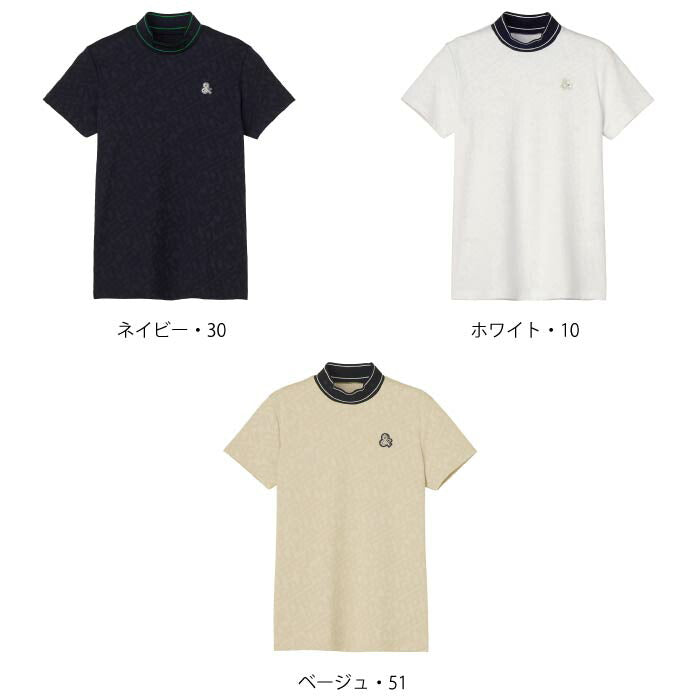 and per se アンパスィ ゴルフウェア レディース ジャカードスムース半袖モックネックシャツ 吸汗速乾 UVプロテクト afs9575w1