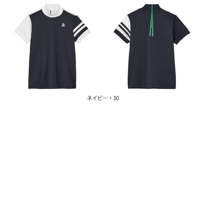 and per se アンパスィ ゴルフウェア レディース ドライミニリップル半袖ZIPモックネックシャツ 吸汗速乾 UVプロテクト afs9585w3