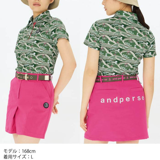and per se アンパスィ ゴルフウェア レディース スイングドライディンプル半袖シャツ マルチストレッチ 吸水速乾性 通気性 UV性 afs9605x2