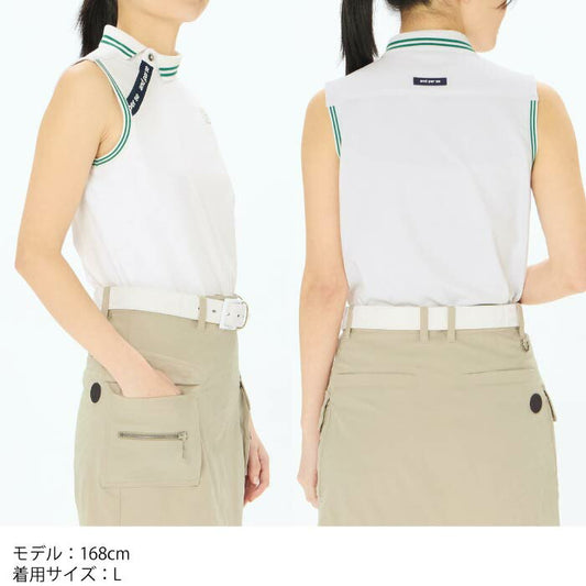 and per se アンパスィ ゴルフウェア レディース ミニリップルノースリーブシャツ マルチストレッチ 吸水速乾性 UVプロテクト AFS9805W2