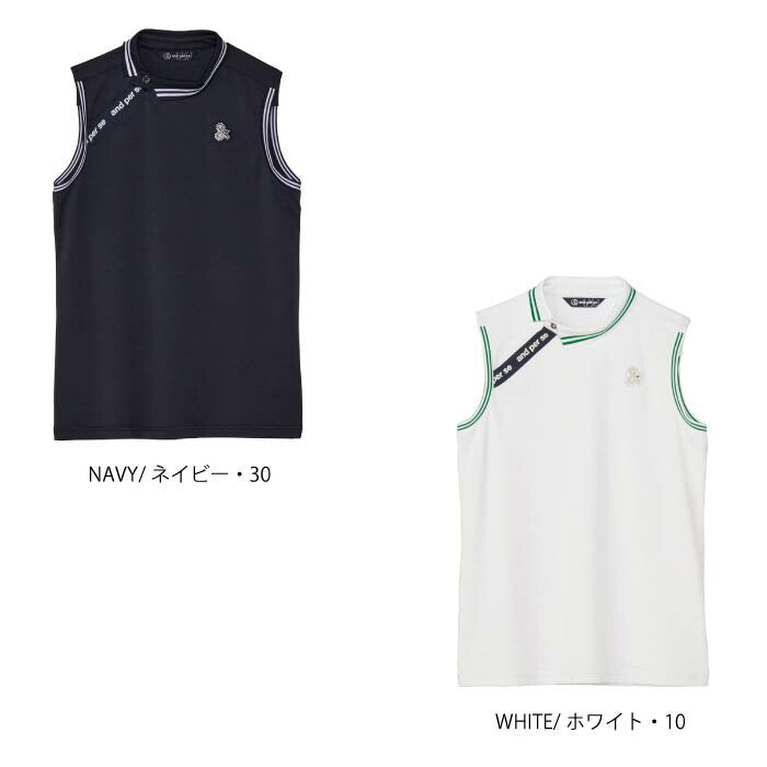 and per se アンパスィ ゴルフウェア レディース ミニリップルノースリーブシャツ マルチストレッチ 吸水速乾性 UVプロテクト AFS9805W2