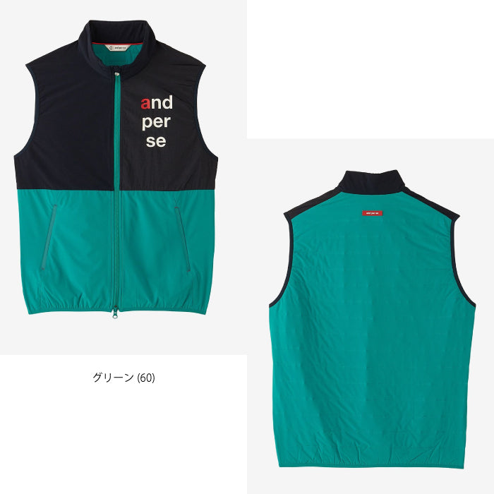 and per se アンパスィ メンズ バックウォームフルジップベスト 耐久撥水 保温 AMF1003G1