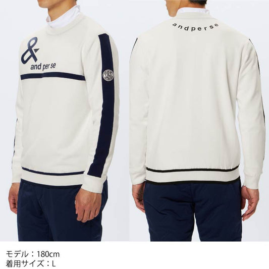and per se アンパスィ ゴルフウェア メンズ ウインドシャッター防風スニードジャック セーター プルオーバー かぶり ストレッチ 吸湿発熱 AMF2335A8