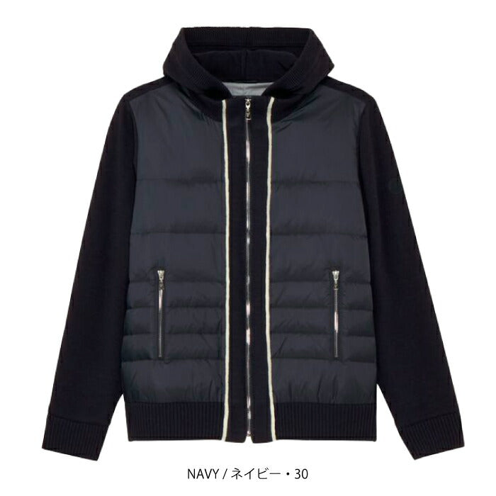 and per se アンパスィ ゴルフウェア メンズ ダウン切替ニットフーディーブルゾン 保温 吸放湿性 AMF2985A5
