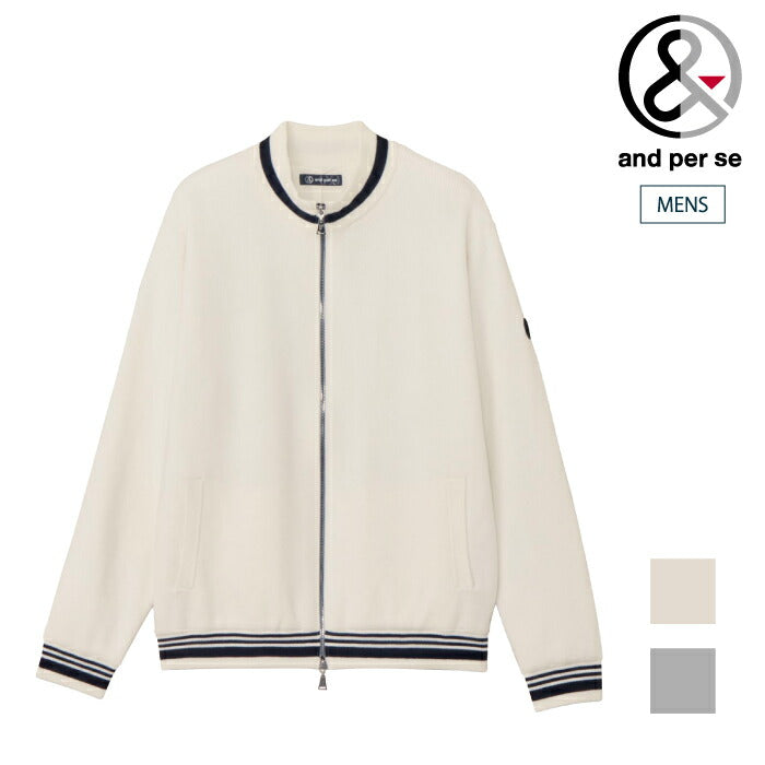 and per se アンパスィ ゴルフウェア メンズ ニット防風ブルゾン 防風