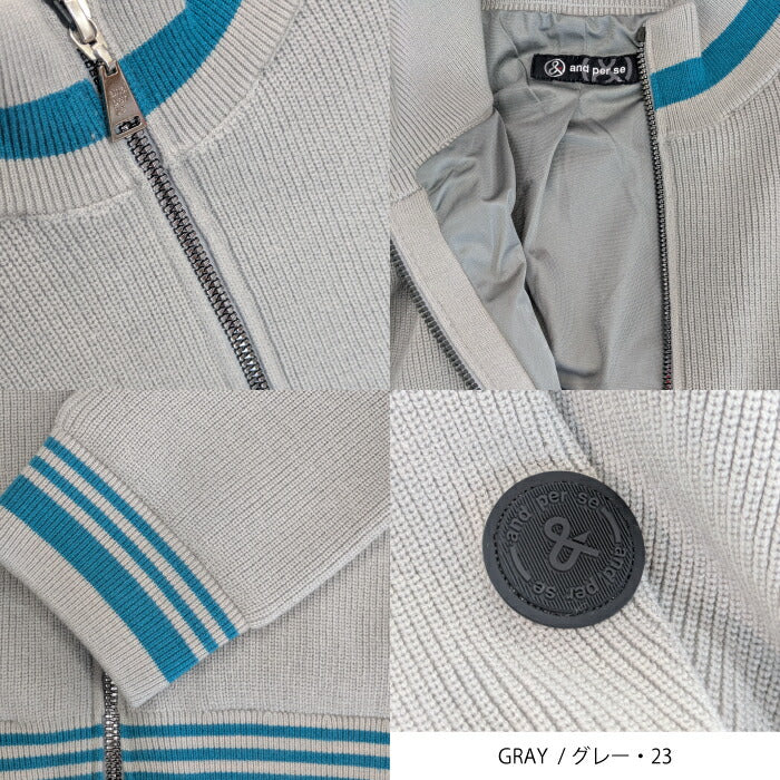 and per se アンパスィ ゴルフウェア メンズ ニット防風ブルゾン 防風 吸湿性 保温性 amf2995a6
