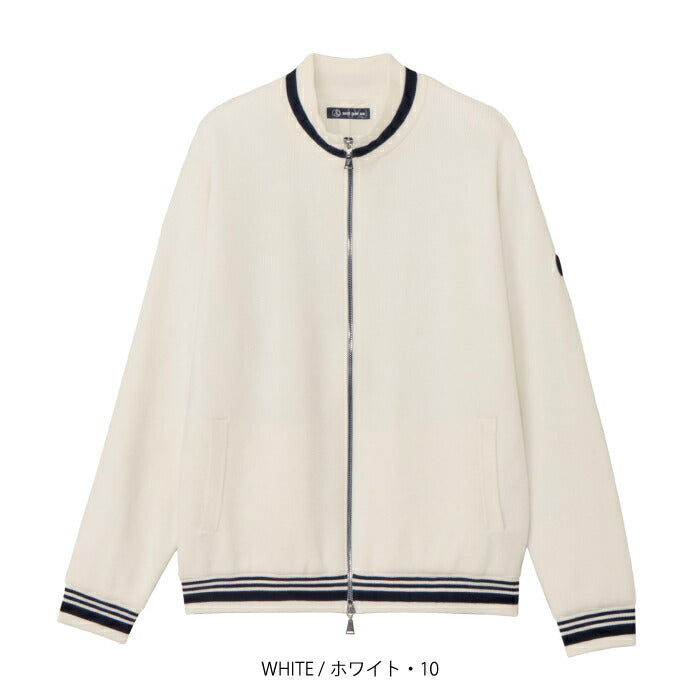 and per se アンパスィ ゴルフウェア メンズ ニット防風ブルゾン 防風 吸湿性 保温性 amf2995a6