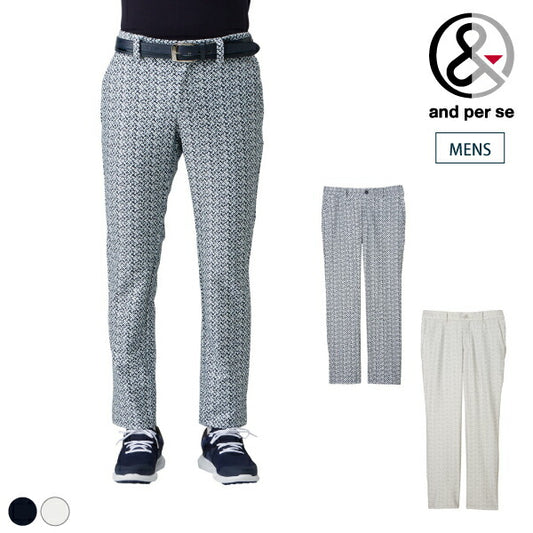 and per se アンパスィ メンズ ヒートハイテンションモノグラムプリントパンツ 起毛 ストレッチ AMF5011F1