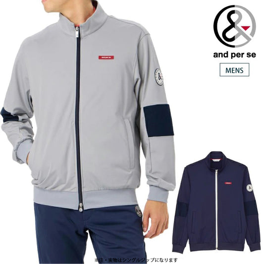 and per se アンパスィ メンズ ゴルフウェア エアロスウェットフルジップブルゾン 長袖 マルチストレッチ 撥水 AMF6304J1