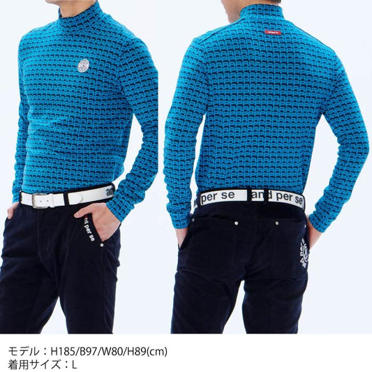 and per se アンパスィ メンズ セルヒート長袖ジャカードハイネックシャツ ストレッチ AMF9243W7